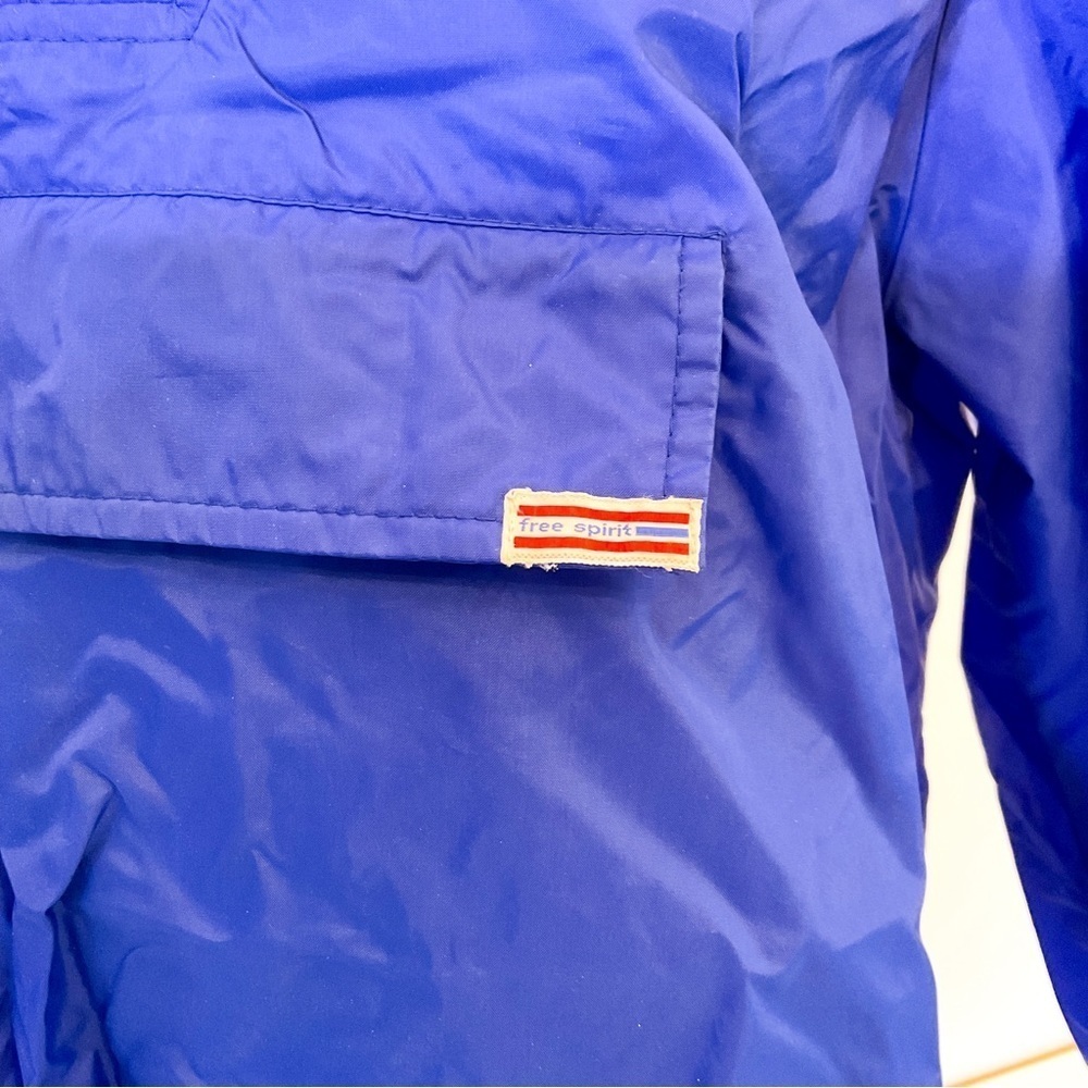 VINTAGE Free Spirit Cobalt Blue Wind Breaker - Retro Style - with Pockets - Picture 15 of 15